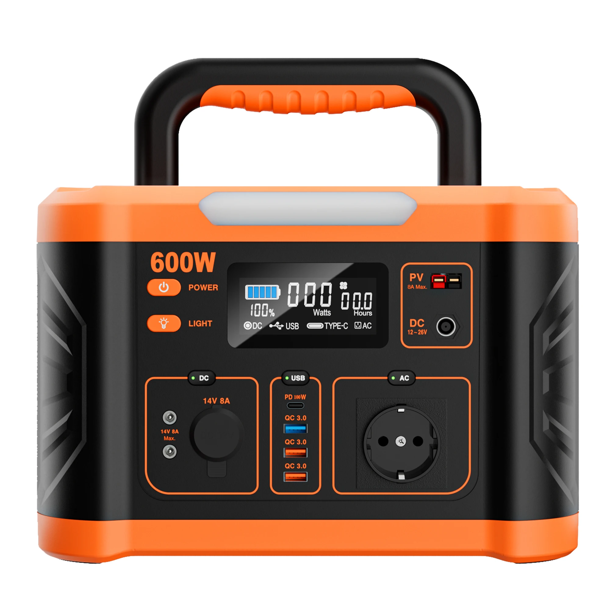 

Аварийный источник питания Беспроводная зарядка телефона 600 Вт Аккумулятор Power Bank Генератор Портативная солнечная электростанция