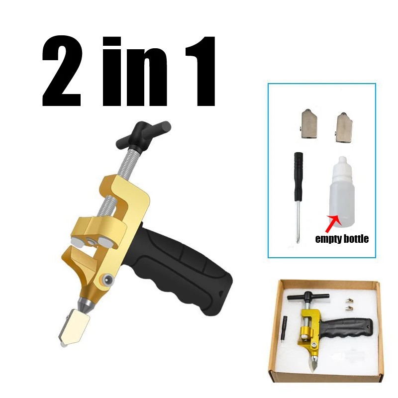 2 in 1 High Quality Diamond Tile Glass Cutter Multifunctional Manual Hand Tool for Ceramic Porcelain DIY Home Projects High-Stre
