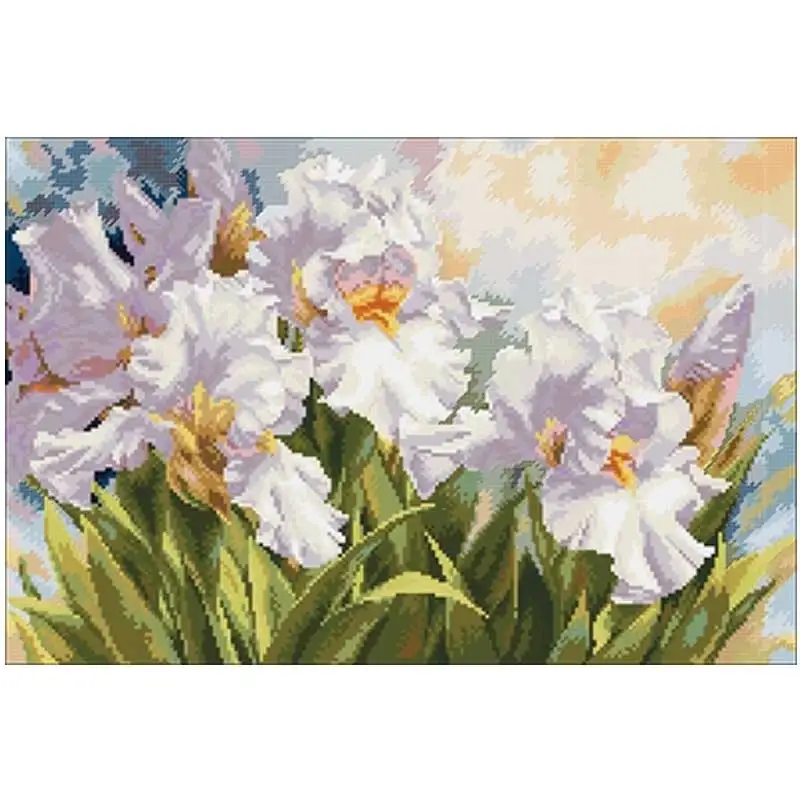 White iris patterns Counted Cross Stitch 11CT 14CT 18CT DIY Chinese  Cross Stitch Kits Embroidery Needlework Sets