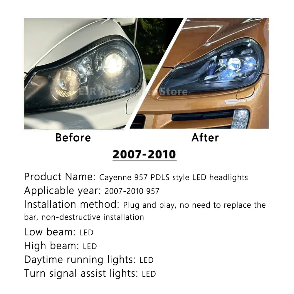 ポルシェカイエン用LEDヘッドライト,957ヘッドライト,自動車用ランプ