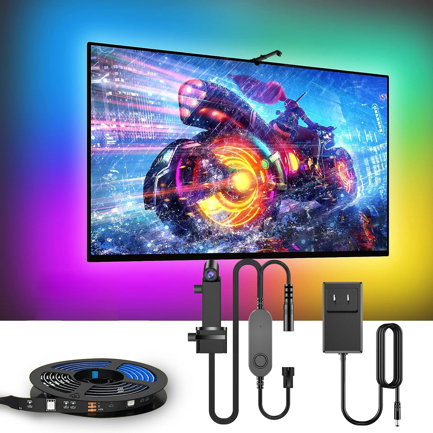 RGBIC TV backlight strip,AR color gamut sensor,can capture part of the color on the screen,12.5FT/55-65,16.4FT/65-85 TV,US Power