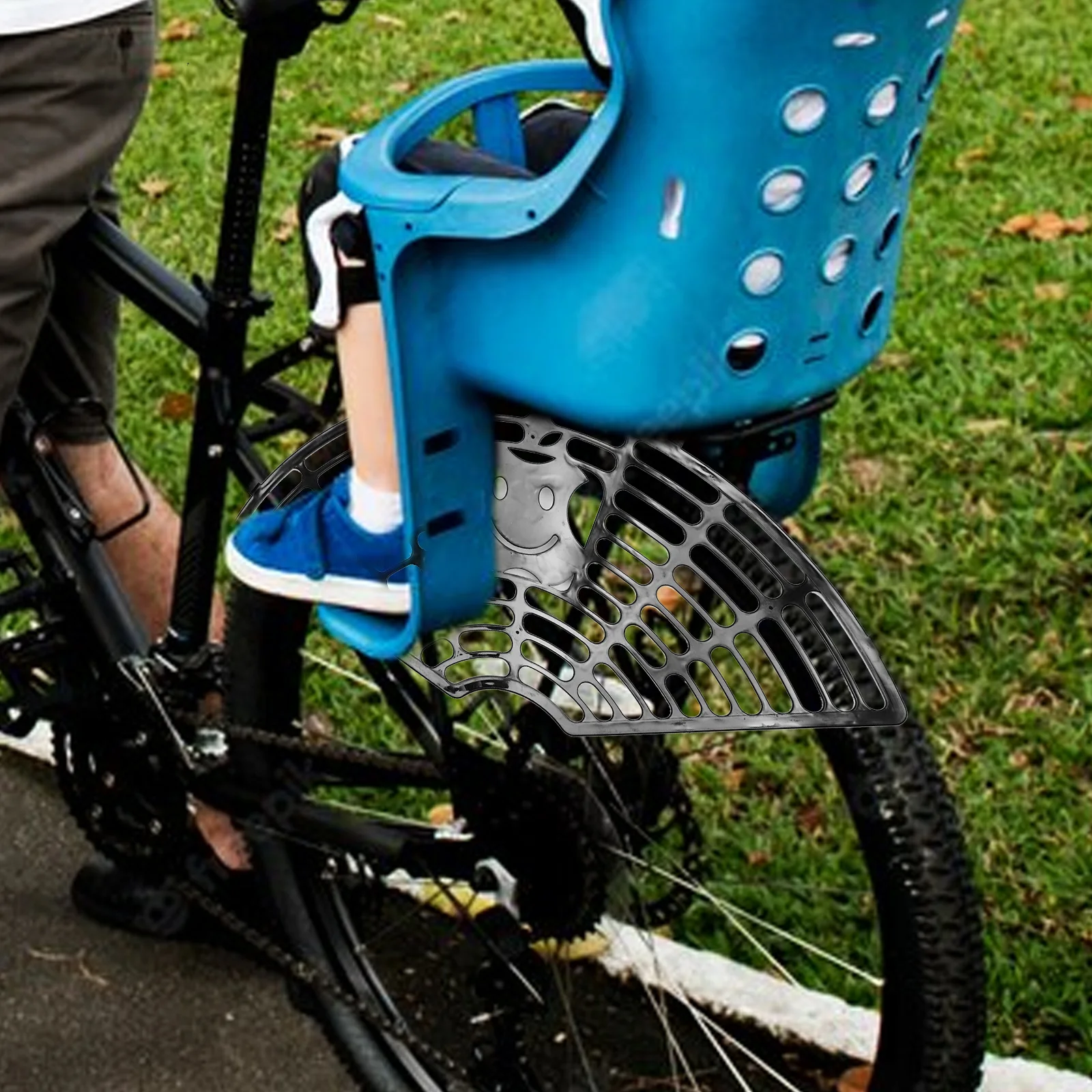 مجموعتان من ملحقات الدراجة المتينة للمقعد الخلفي للأطفال، أداة حماية خفيفة الوزن سهلة التركيب لدراجات الأطفال باللون الأسود #4