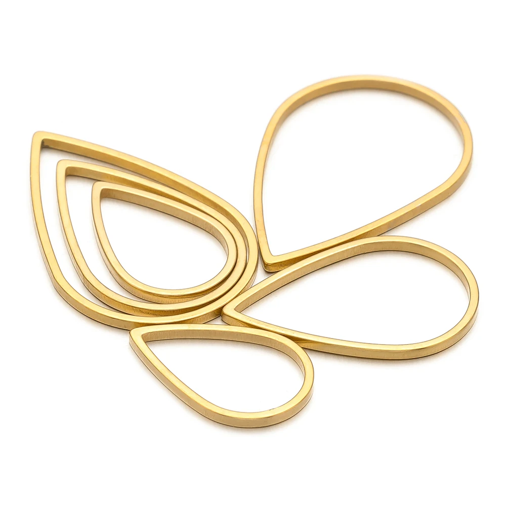 20/50pcs Stainless Steel Gold Plated Design Cut Cabochons Shaped Pendants Charms for Diy Necklaces Bracelets Making Accessories