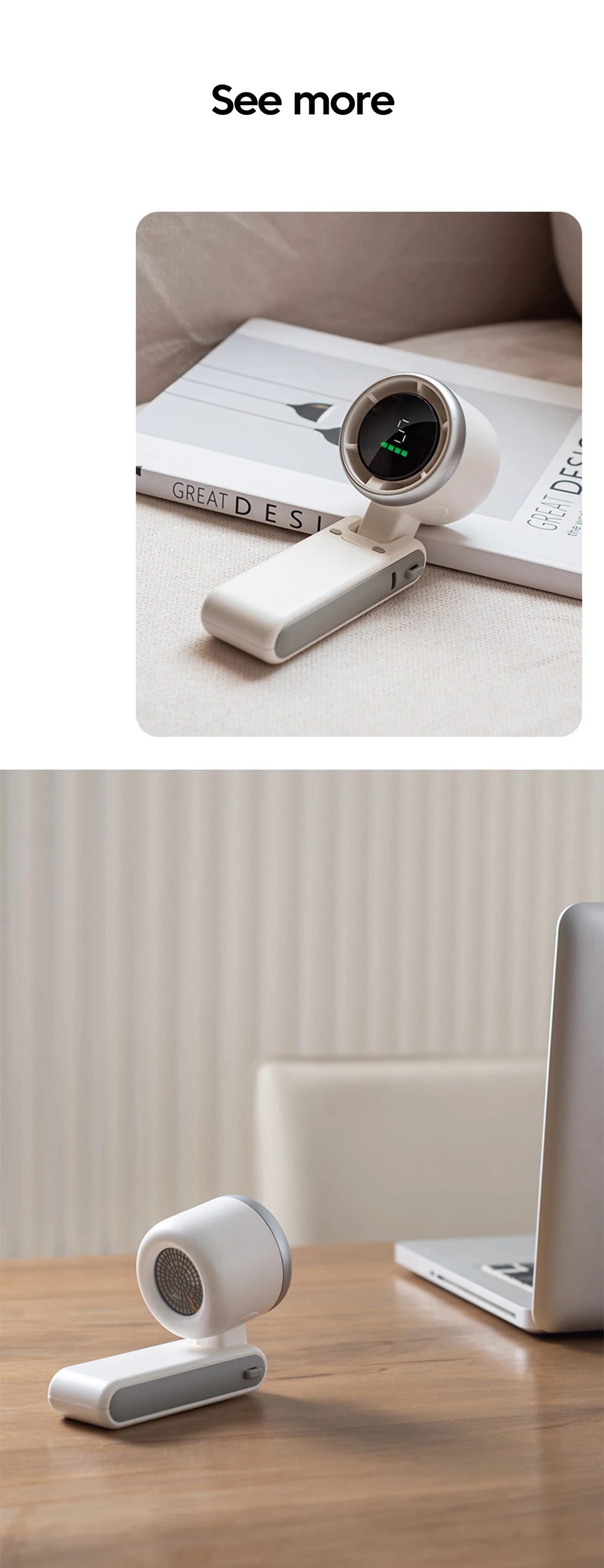 Tragbarer Mini-Handventilator, elektrisch, 5-Gang-verstellbar, 3600 mAh, wiederaufladbarer Akku für Reisen, Camping, USB-Aufladung, faltbarer Ventilator – Detail 12