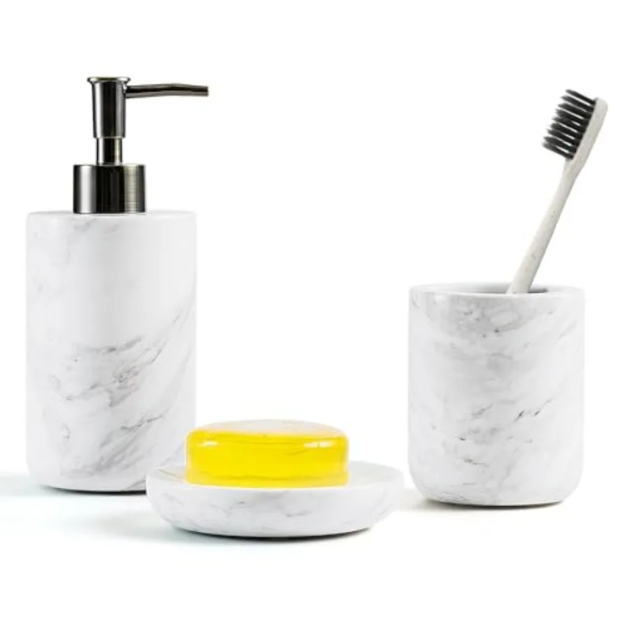 

Набор аксессуаров для ванной комнаты WORHE, итальянский натуральный мрамор, набор декора для ванной комнаты, комплект аксессуаров для ванны из 3 предметов с держателем для зубных щеток, жидкость
