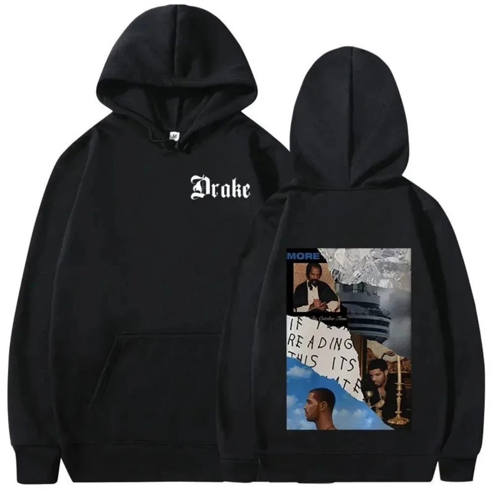 Men's and women's hip hop vintage sweatshirts Autumn-winter wool warm Y2k rapper Drake music album cover graphic pullover