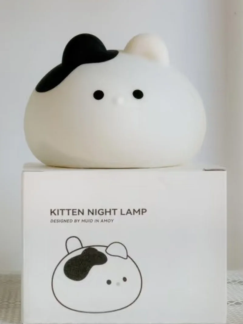 Luz nocturna de silicona Lucky Cat, luz para dormir para compañero de cabecera de dormitorio, brillo ajustable de 2 niveles, regalo de cumpleaños y Año Nuevo