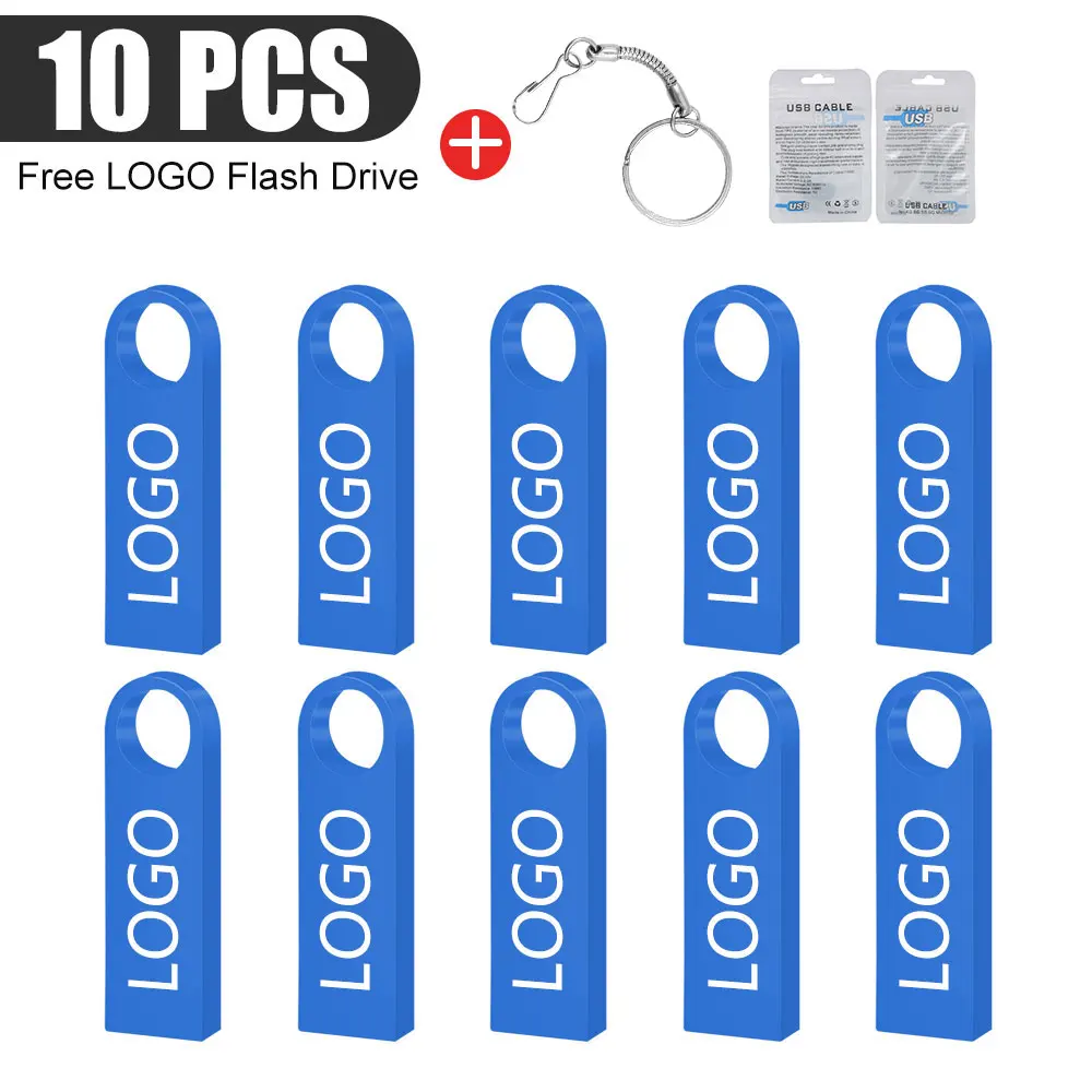 10 pz/lotto USB 2.0 flash Drive 128GB 64GB 32GB 16GB 8GB 4GB penna in metallo Pendrive memoria Flash ad alta velocità Cle Stick