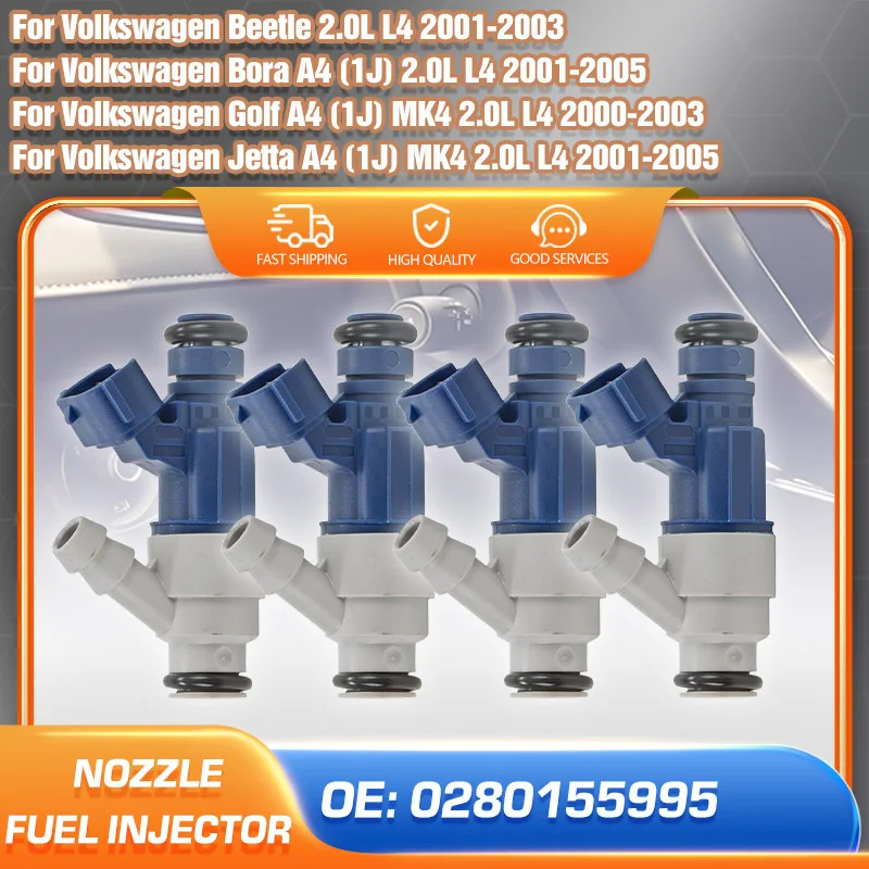 

Fuel Injector for Volkswagen Beetle 2001-2003/Golf MK4 2000-2003/Bora/Jetta A4 2001-2005 2.0L L4 OE Replacement Part 0280155995
