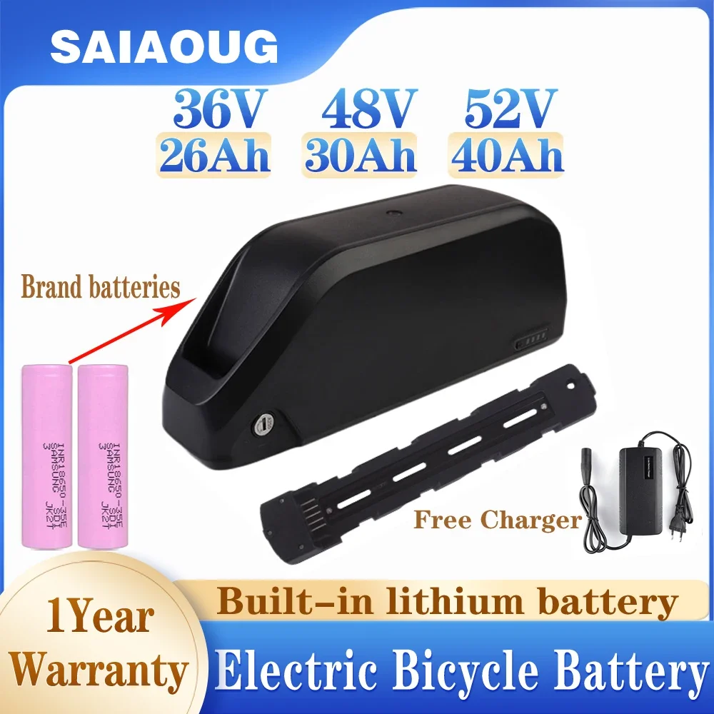 

48V20AH Battery 36V Ebike Battery 52V Polly DP-9 Downtube 18650 Cell Pack Lithium 350W 500W 750W 1000W 1500W 40A BMS