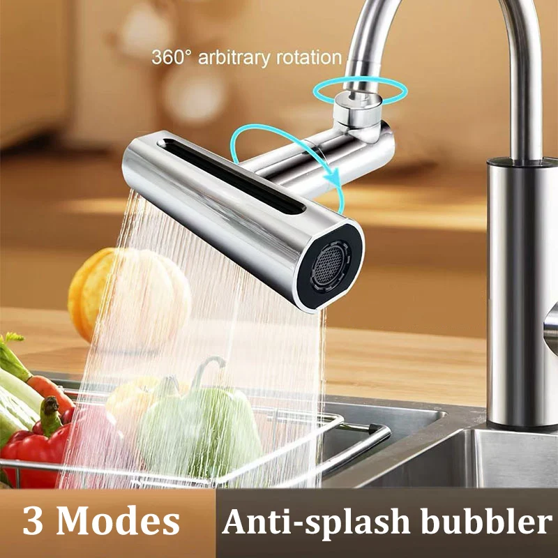 

Universal Kitchen Faucet Extension Head Rotatable Water Bubbler Splash Proof Booster Water Outlet Adapter