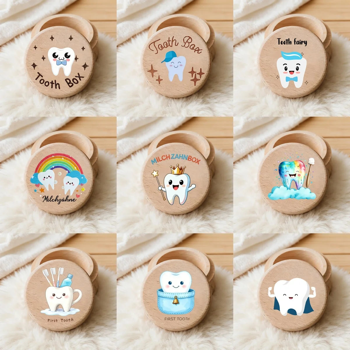 2D Children's Boy Toothbrush with Teeth Pattern Baby Teeth Storage Box And Pet Tooth Preservation Box for Ceremony Gifts