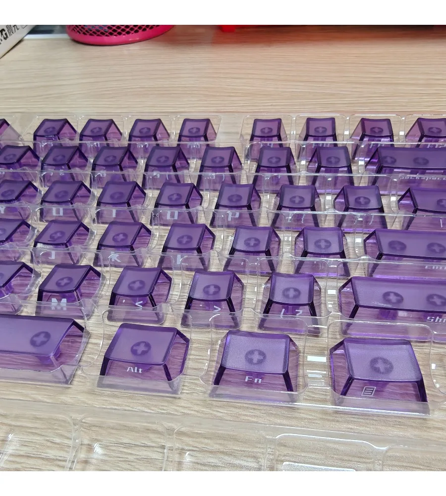 Keycap Personality Original height Wrong version PC side engraved purple transparent keycap