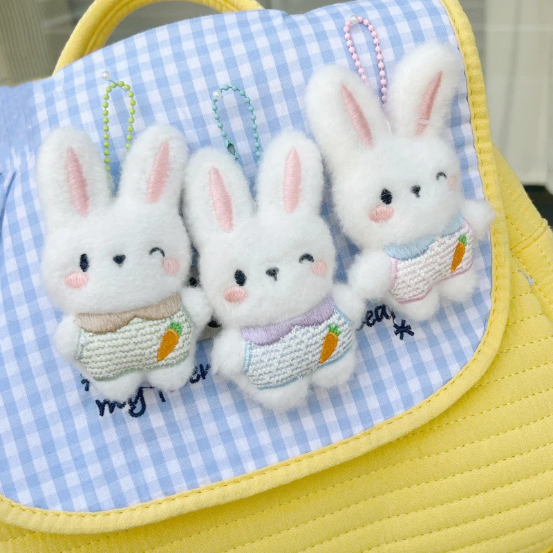 Cartoon Plush Bunny Toys Cute Stuffed Rabbit Doll Keychain Car Key Holder School Bag Pendant For Girl Birthday Gifts