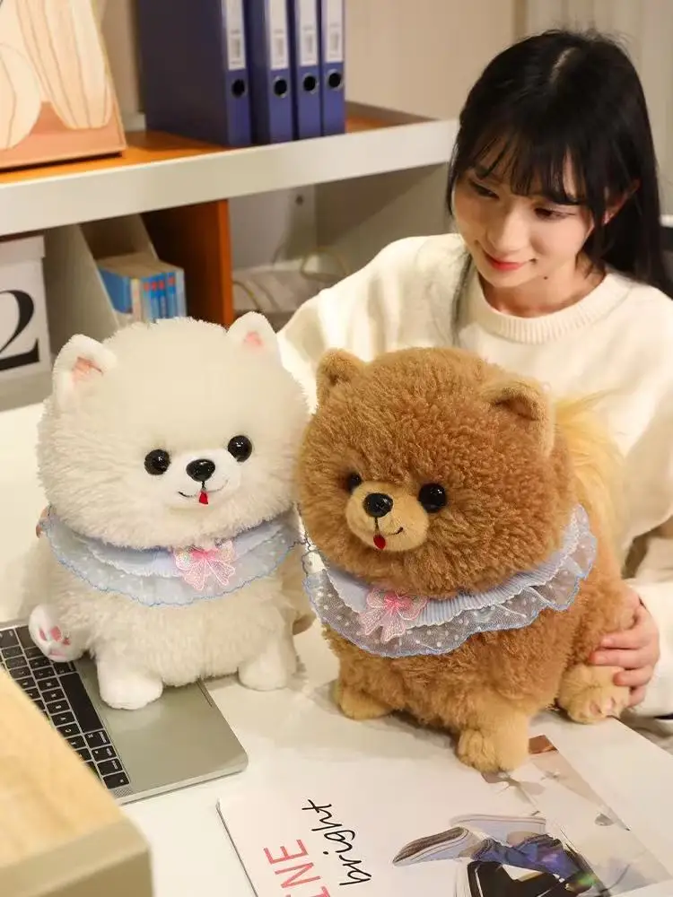 Poupée poméranienne mignonne de Simulation 25/35cm, jouet en peluche fait à la main, dessin animé, oreiller mignon, cadeau d'anniversaire pour enfants
