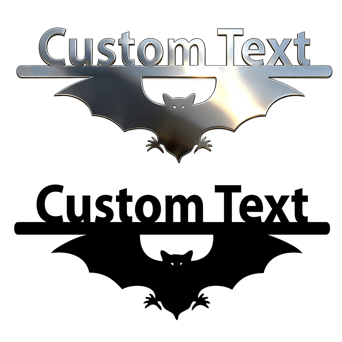 

1PC Cool Halloween Bat Classic Font Stainless Steel Metal Sticker Personalized Name Accessories Fit Auto Moto Car Body DIY Decor