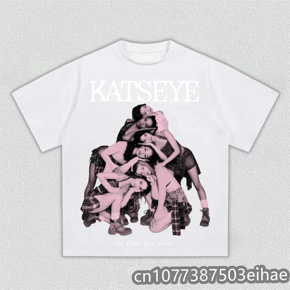 Katseye T-shirt Korean Girls Band Printing Tshirt Camiseta Cotton Short Sleeve Female T Shirt Summer Casual Women Men Kids Tee