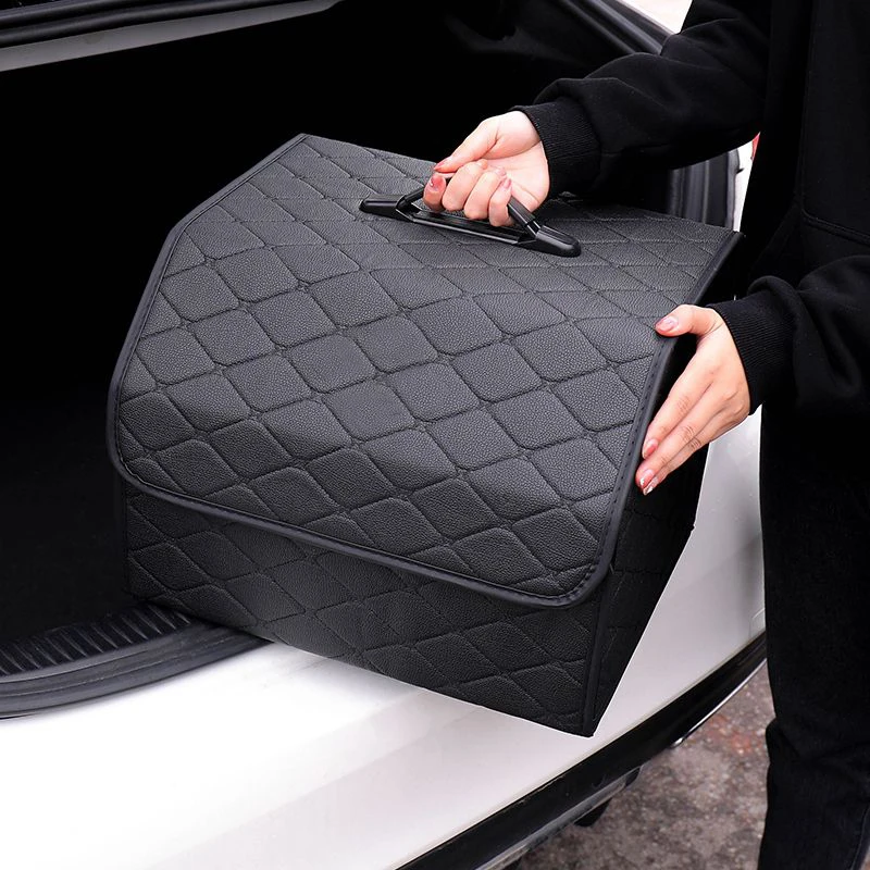New Car Trunk Organizer Box Folding Large Capacity Auto Multiuse Tools Storage Bag Stowing Tidying Leather For Car Storage Box