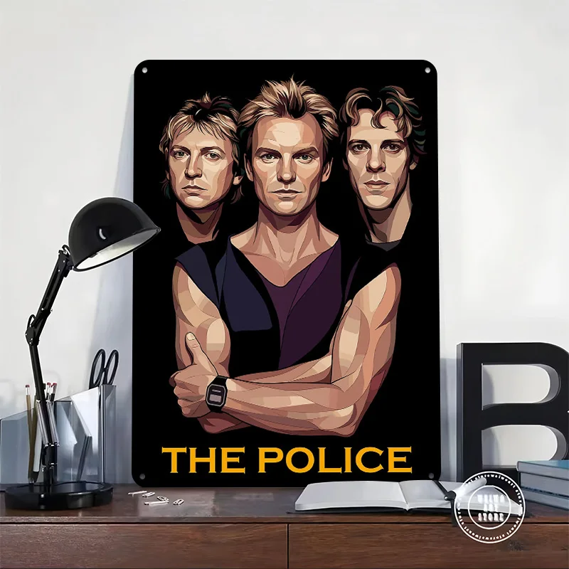 The Police Band Portrait Personalized 3D Textured Metal Poster Wall Art Vintage Tin Signs for Wand Deko Room Decoration Items
