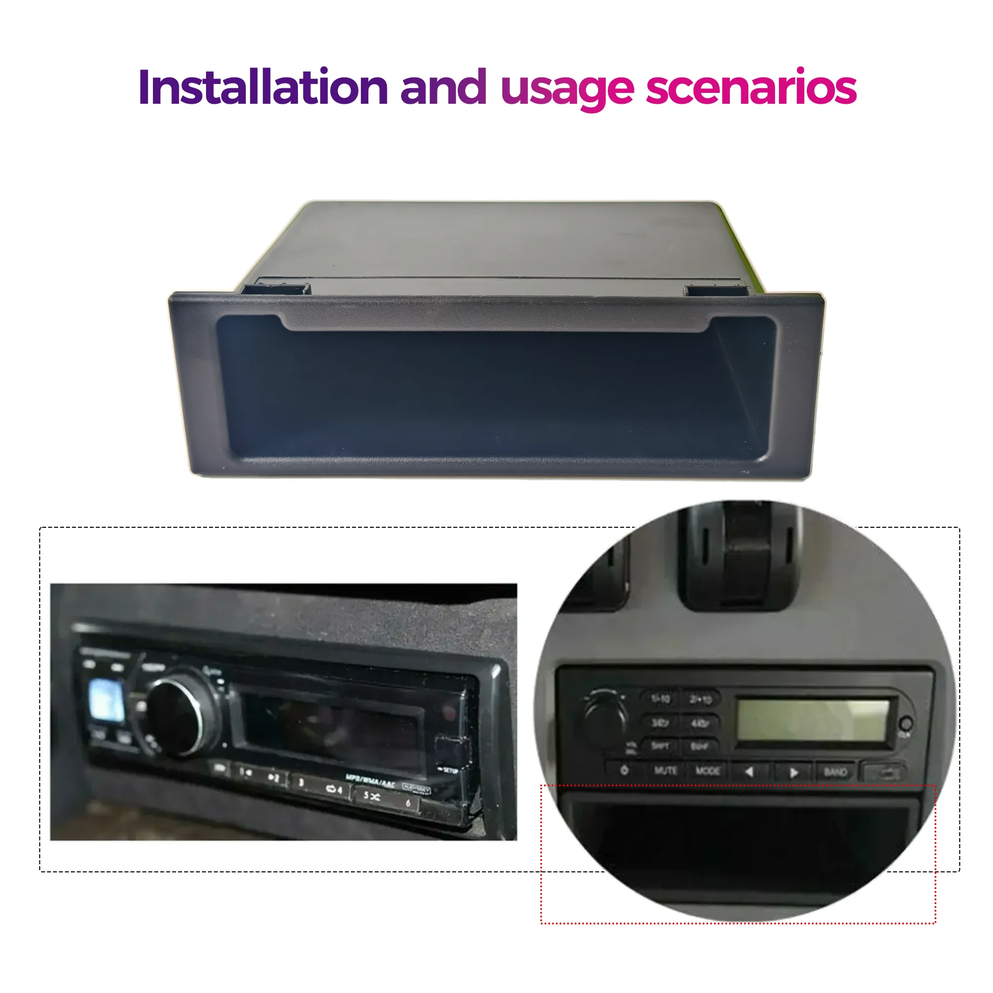 1 Din Car Radio Dashboard Storage Box Organizer Black Replacement for Mazda Stereo Audio Trim Panel