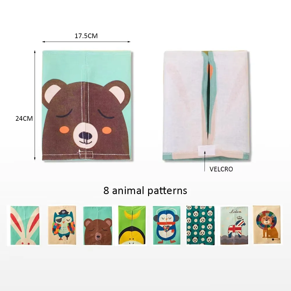 Fabric Cartoon Tissue Box Cover Handkerchief Napkin Holder Cover Cute Rabbit Bear Animal Printing Tissue Case Seat Type