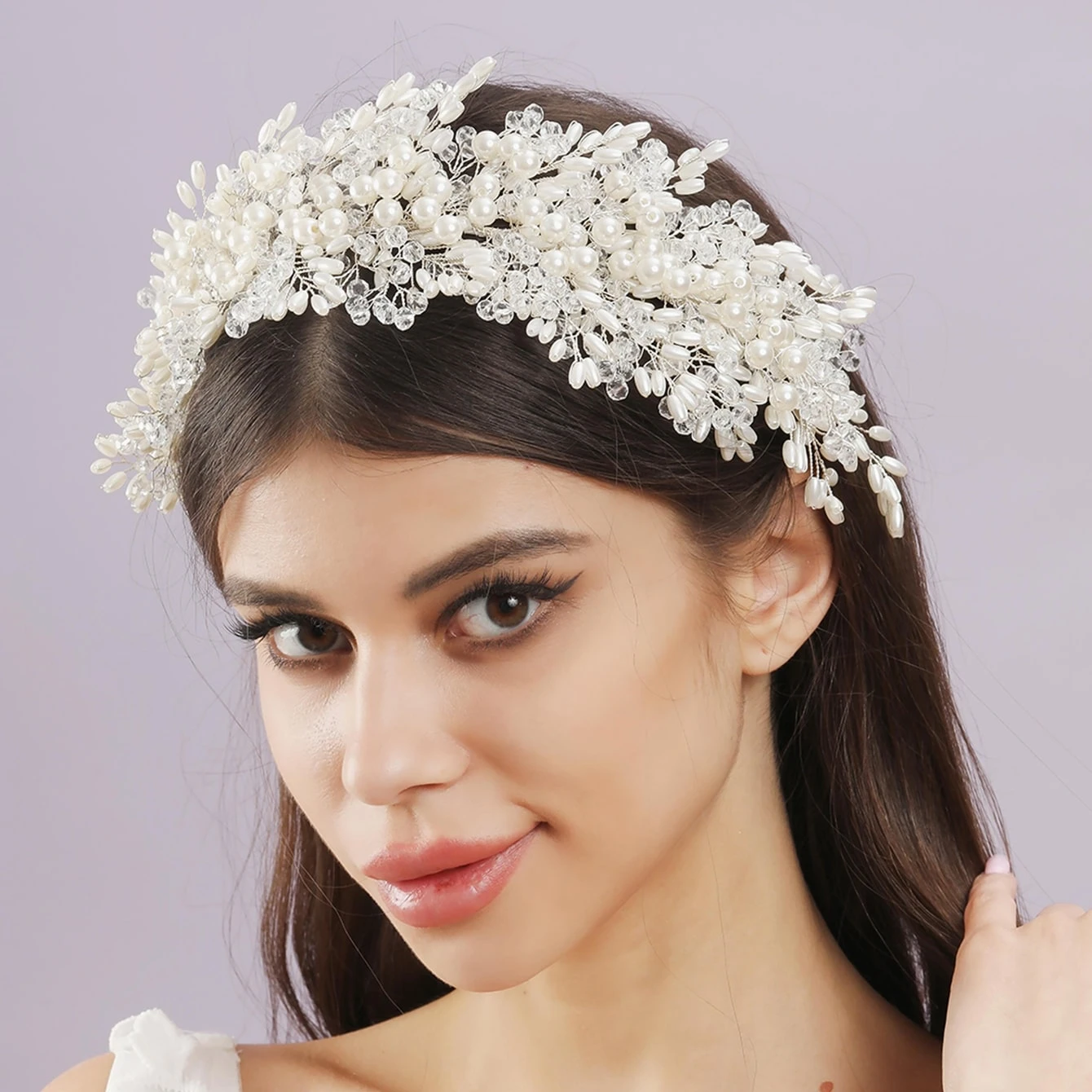 

Роскошная повязка на голову с кристаллами и жемчугом, повязка на голову с лозой для женщин, вечерние свадебные аксессуары для волос, ювелирные изделия, повязка на голову с лозой, тиара
