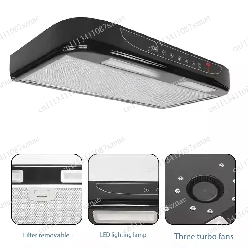 12V Car Kitchen Range Hood with Touch Switch and Key Type, Removable LED Light for Easy Cleaning in Camper and Caravan