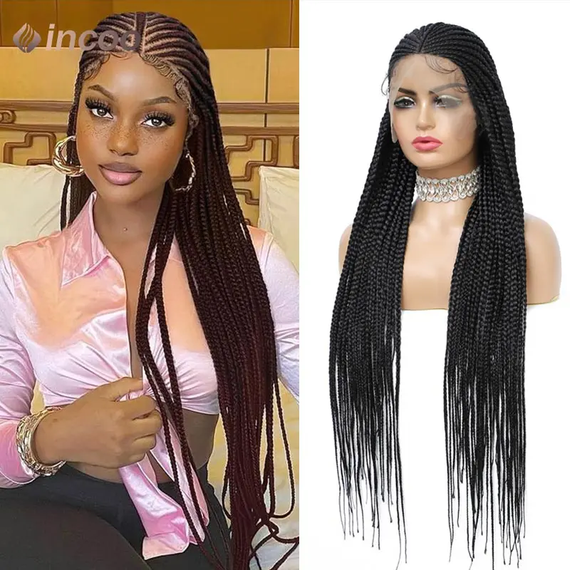 

Lace Frontal Braided Wigs Synthetic Braided Wigs Lace Frontal Wig Cornrow Box Braiding Wig for Black Women Knotless Braided Wigs