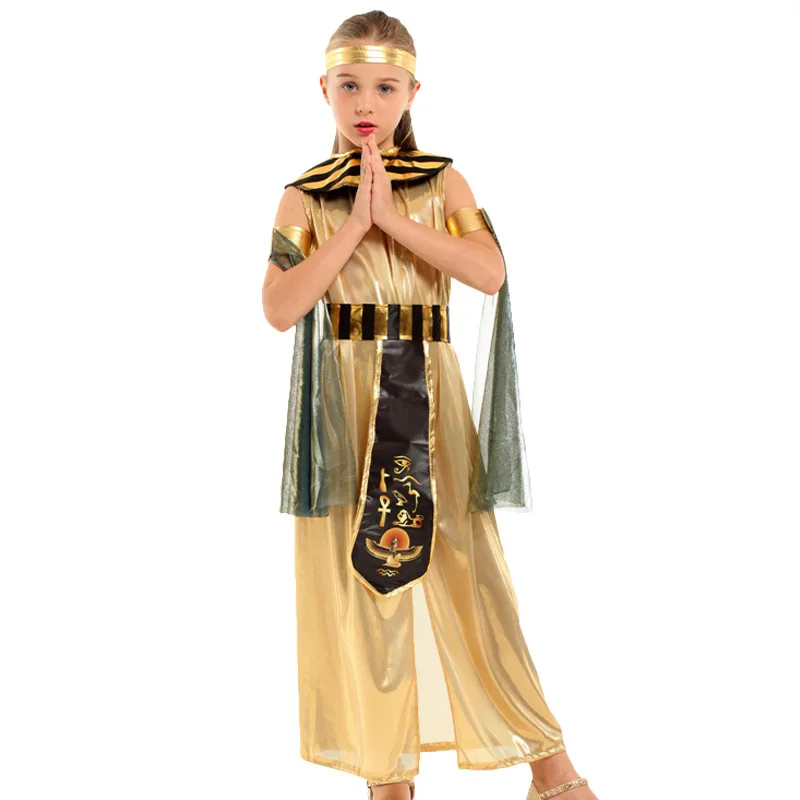 

Halloween Girls Party Pharaoh Costume Party Outfit Cosplay Performance Egyptian King G-0367 Polyester Traditional Chinese Sta...