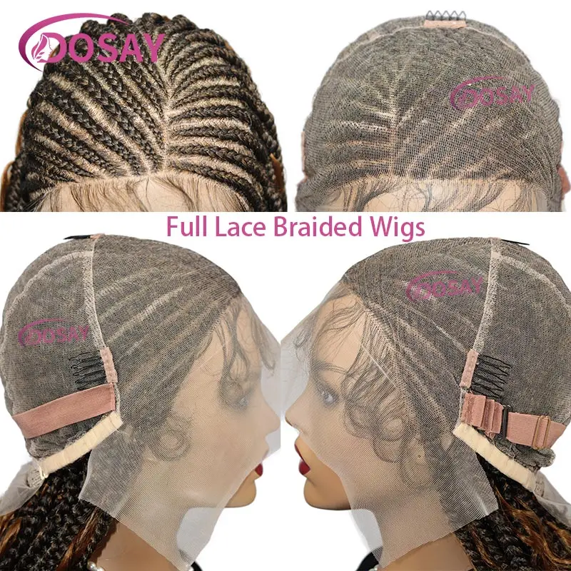 Synthetische Full Lace Front geflochtene Perücken lockiges Haar für schwarze Frauen Göttin Flechten Perücke böhmische knotenlose Boho Box Braids Perücke