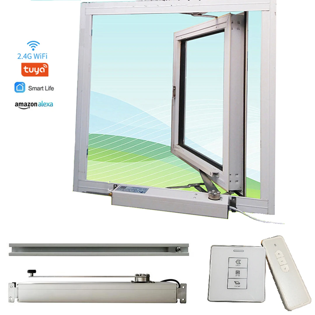 Tuya WiFi Electric Casement Window Opener 90 Degree Automatic Window Actuator with Remote Control DC24V for Smart Home Greenhous