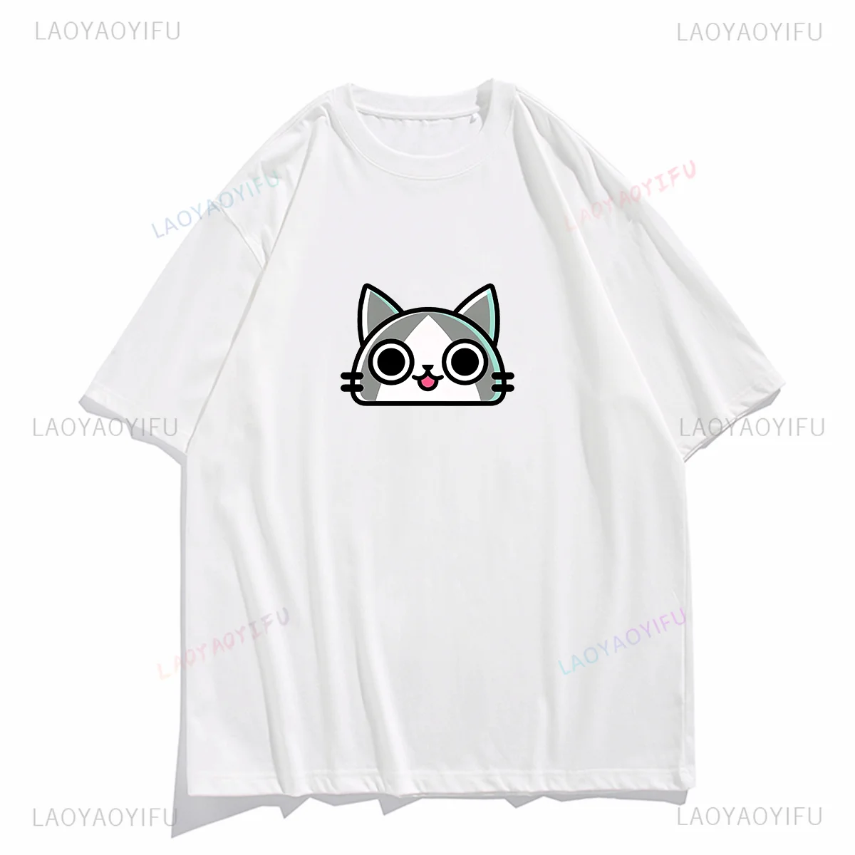 Classic Hunt Game Cartoon Cat Felyne Print Tops T Shirt Women Men Clothing Kawaii Clothes Summer Short-sleev Cottoon Tee