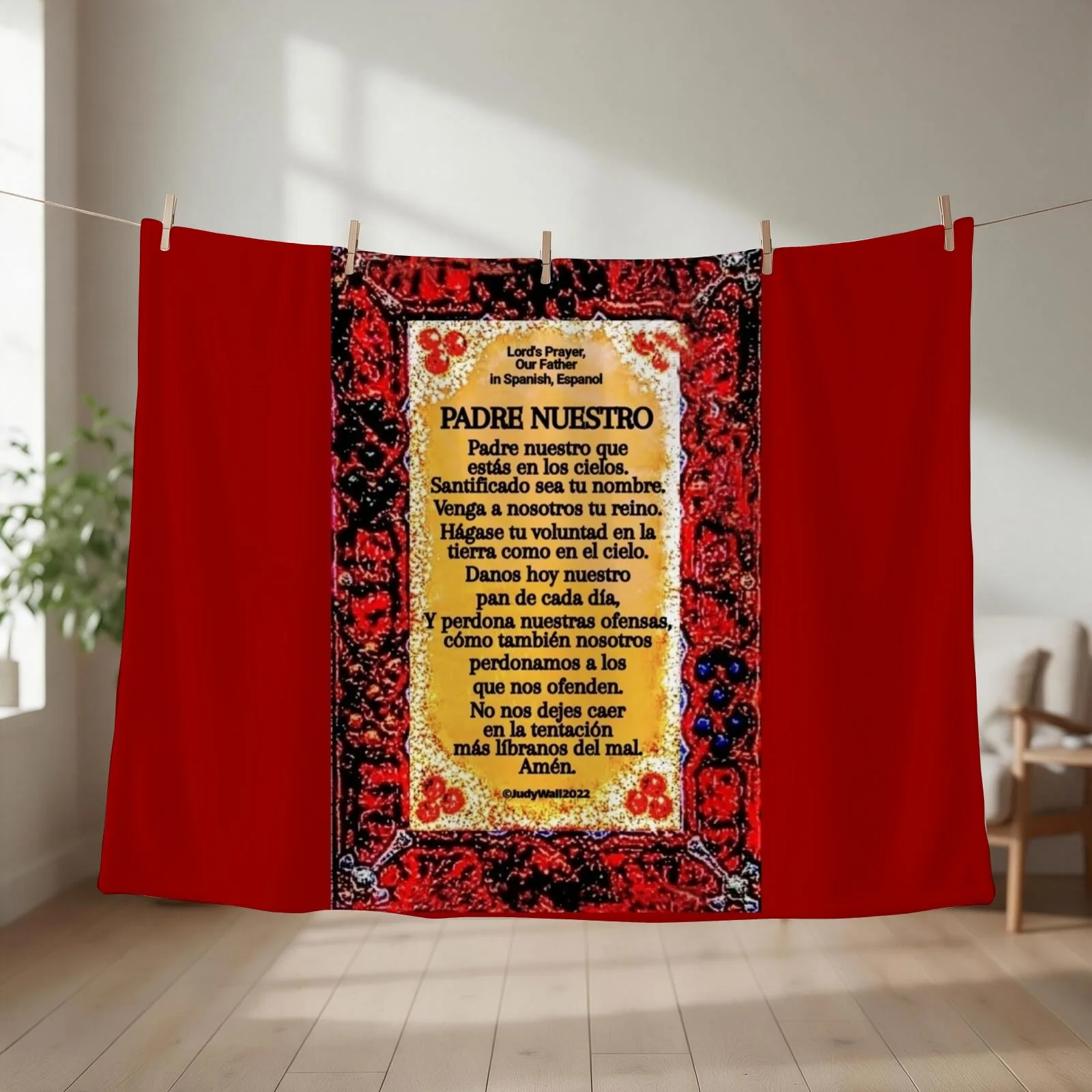 Spanish 3, Lord's Prayer, Padre Nuestro, Our Father, Throw Blanket couch cozy soft plush fuzzy picnic outdoor blanket