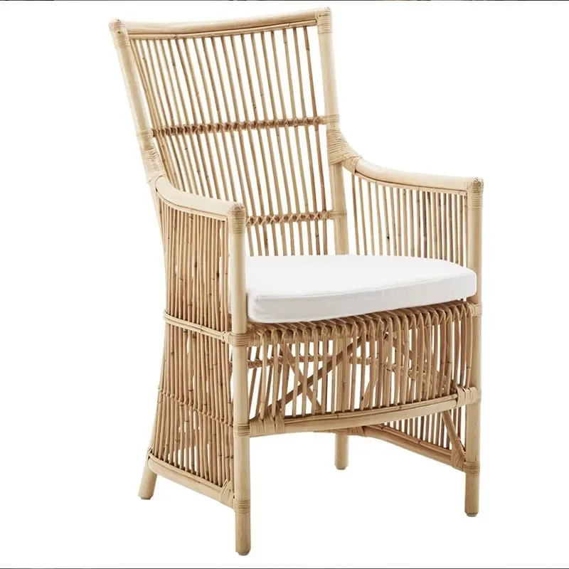 Japanese style woven computer  office retro minimalist home, medieval study  Nordic light luxury rattan chair