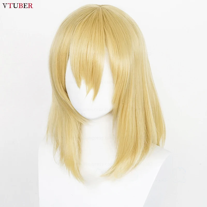 Howl Cosplay Wig High Quality Anime Long Golden Straight Heat Resistant Synthetic Hair Halloween Party Wigs + Wig Cap