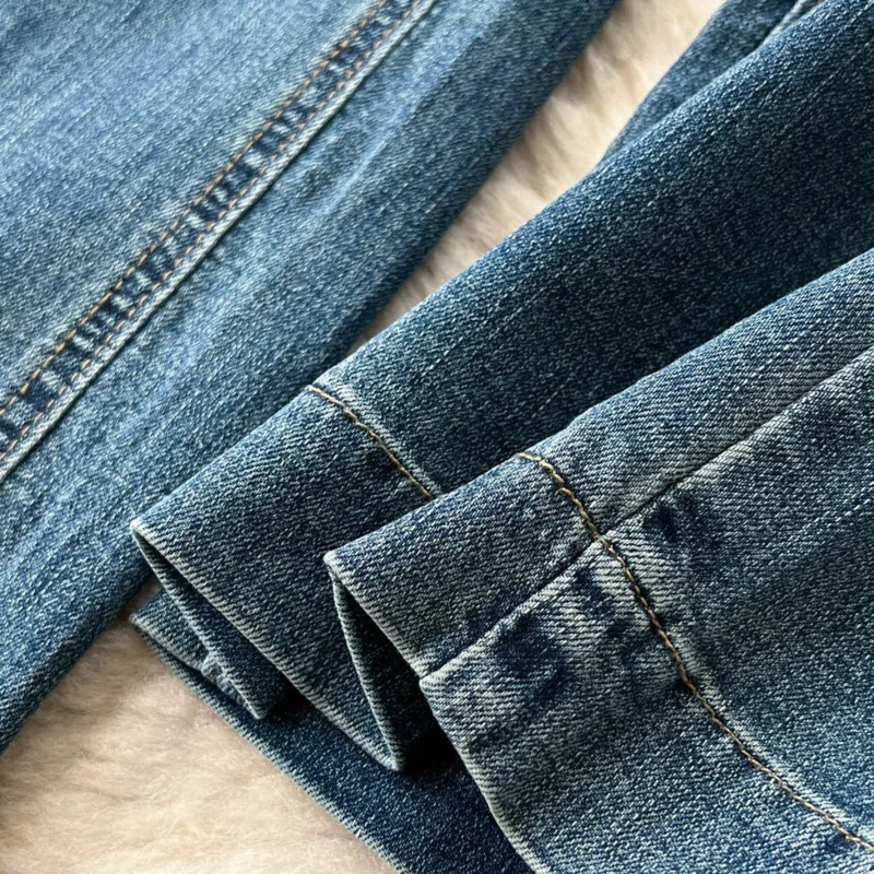 ANJY 2025 خريف جديد إمرأة تصميم الأزياء فضفاض عارضة عالية الخصر مستقيم الجينز أنيق أنيق Ins تنوعا الدنيم السراويل A15989