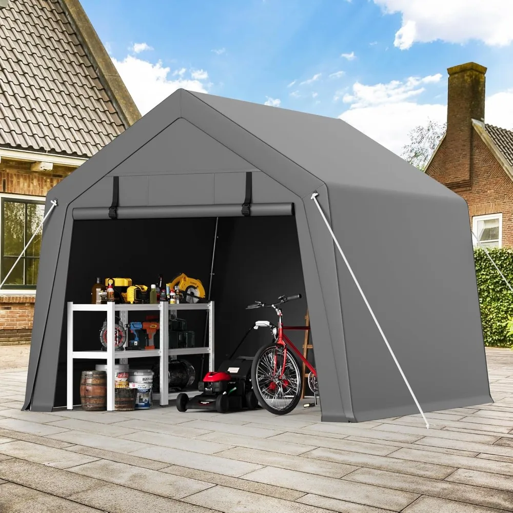 

10x15 Ft Portable Outdoor Garage, Portable Storage Shed with 2 Roll-up Doors, Carport Tent