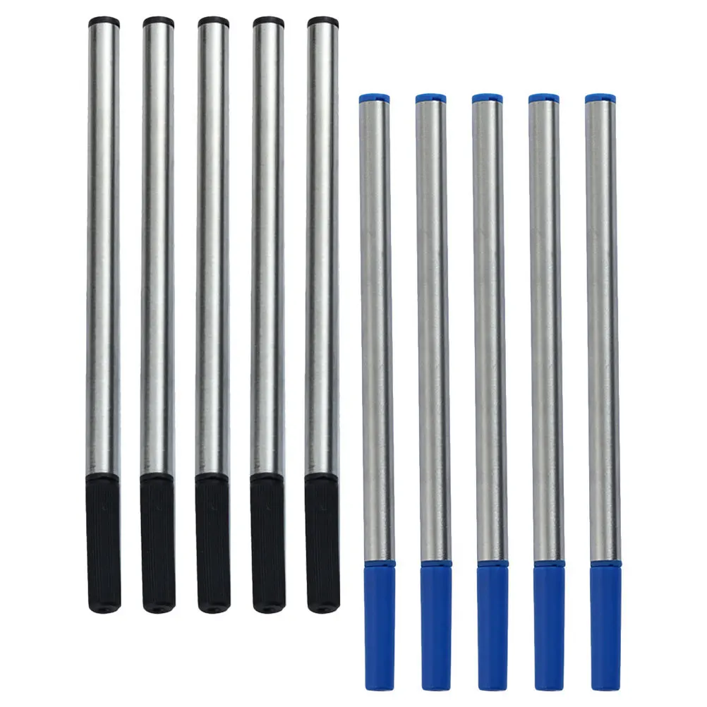 10Pcs Metal Gel Pen Refills Universal Replacement Ink Standard Smooth Writing Office School Signature Note Taking Refills