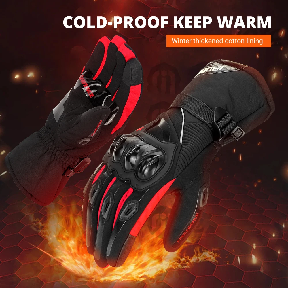 Motorcycle Gloves Men Winter Windproof Waterproof Warm Moto Protective Gloves Moto Motocross Touch Screen Riding Gloves