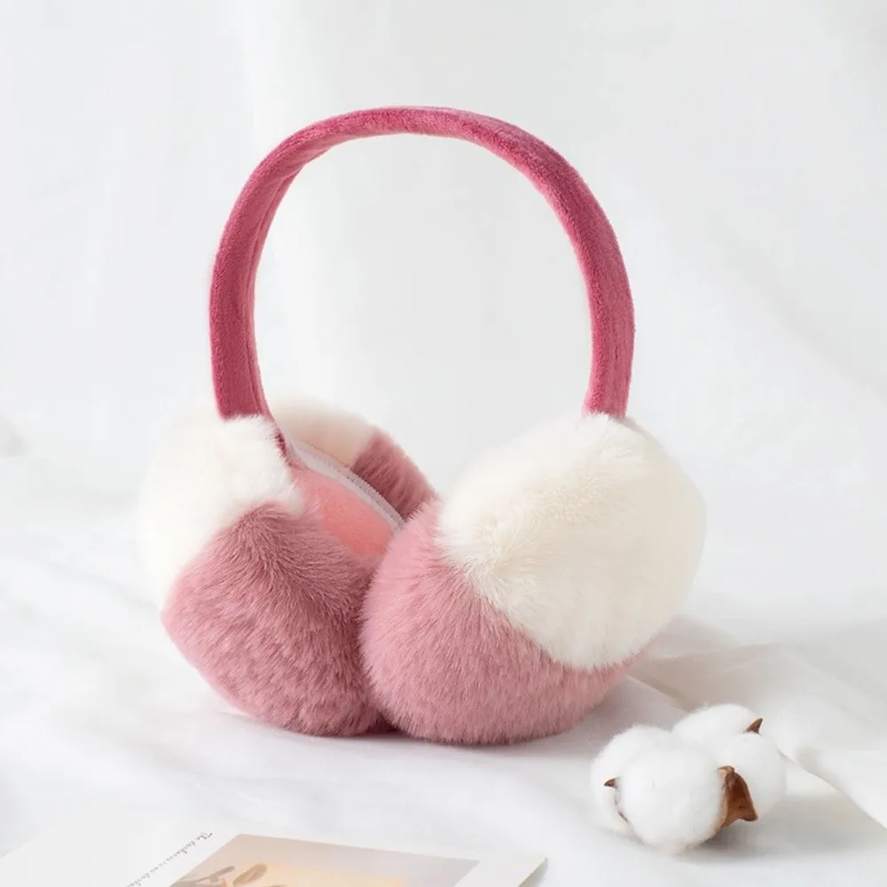 Stylish Two Tone Earmuffs Soft Flexible Headband Foldable Earmuffs Dual Color Fluffy Thermal Ear Covers Winter Season