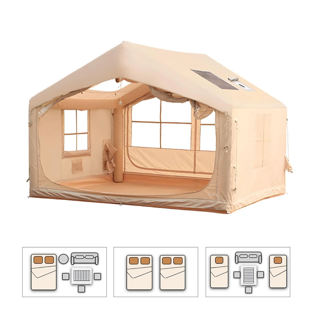 Inflatable Camping Tent 6-8 Person 4-Season 80.7 Sq Ft with Stove Jack Waterproof Oxford Fabric Easy