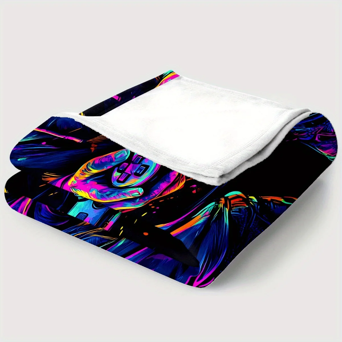 1pc Hooded Figure with Game Controller Blanket-Lightweight Flannel Home Furnishings Bedding Blanket Suitable for Sofas Beds Trav