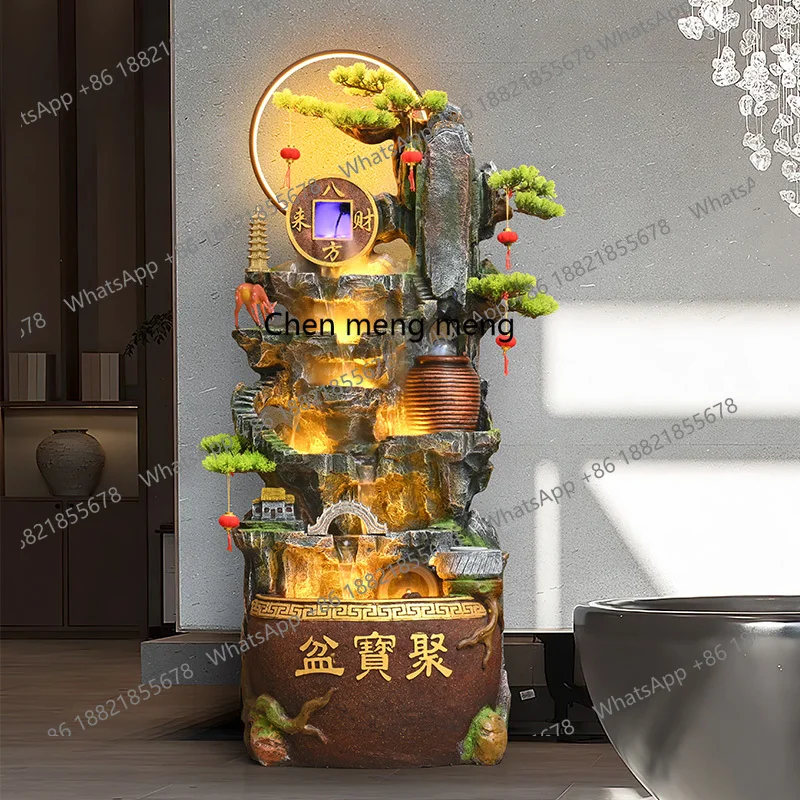 

Living room decoration, foyer landscaping, Feng Shui wheel, rockery, flowing water, floor decorations