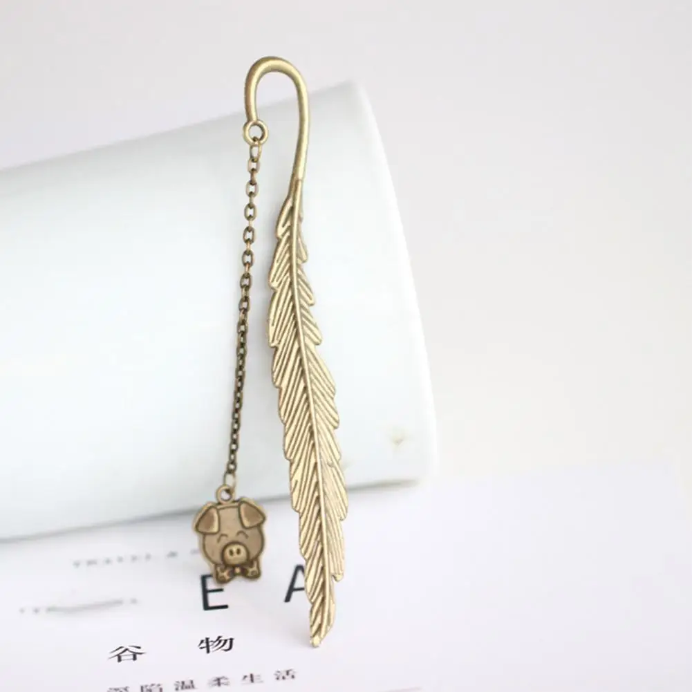 Закладка-перо из металлического сплава в винтажном стиле с текстурированной кисточкой