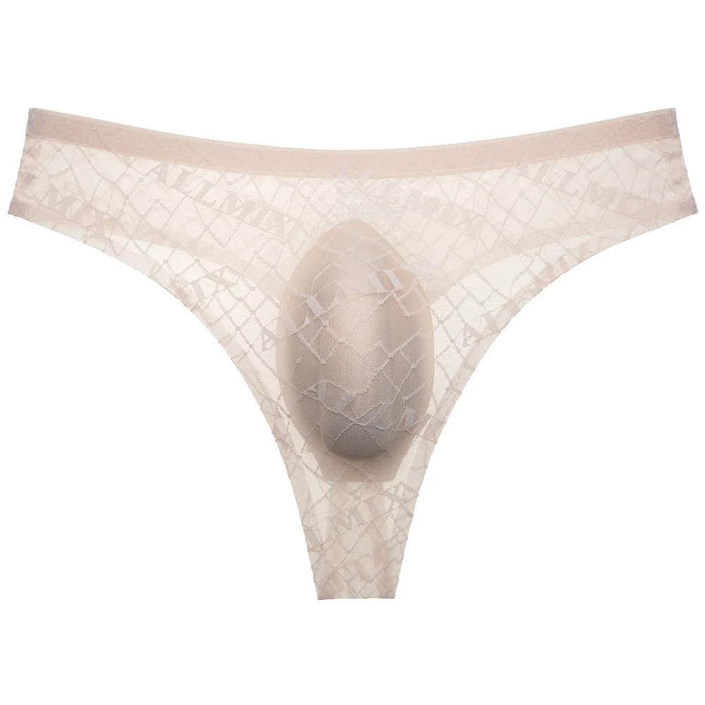 

Men's Underwear Sexy Sheer Letter Lace Seamless Thong T-Back