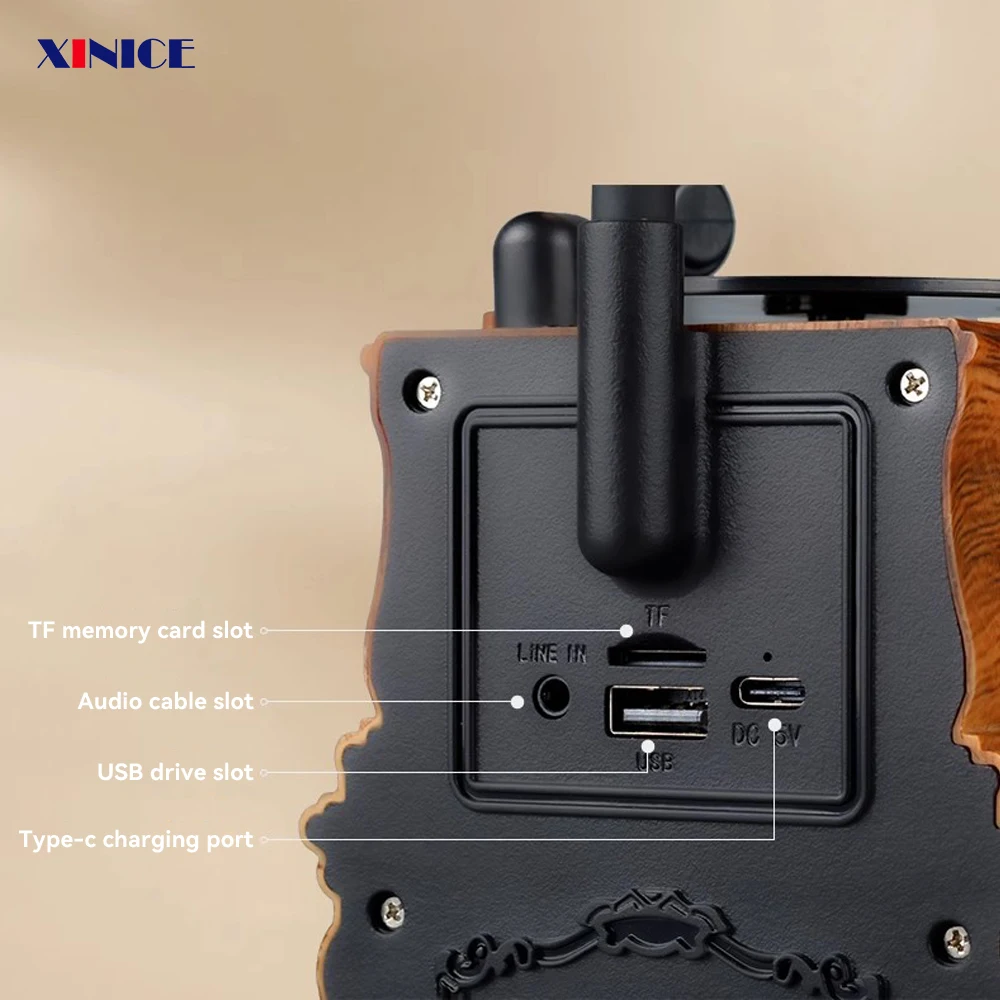 2025 Radio Walnut Antik Gaya Klasik Kuno Baru Multi Fungsi TWS Radio Nirkabel Portabel untuk Meja Kamar Tidur Kantor