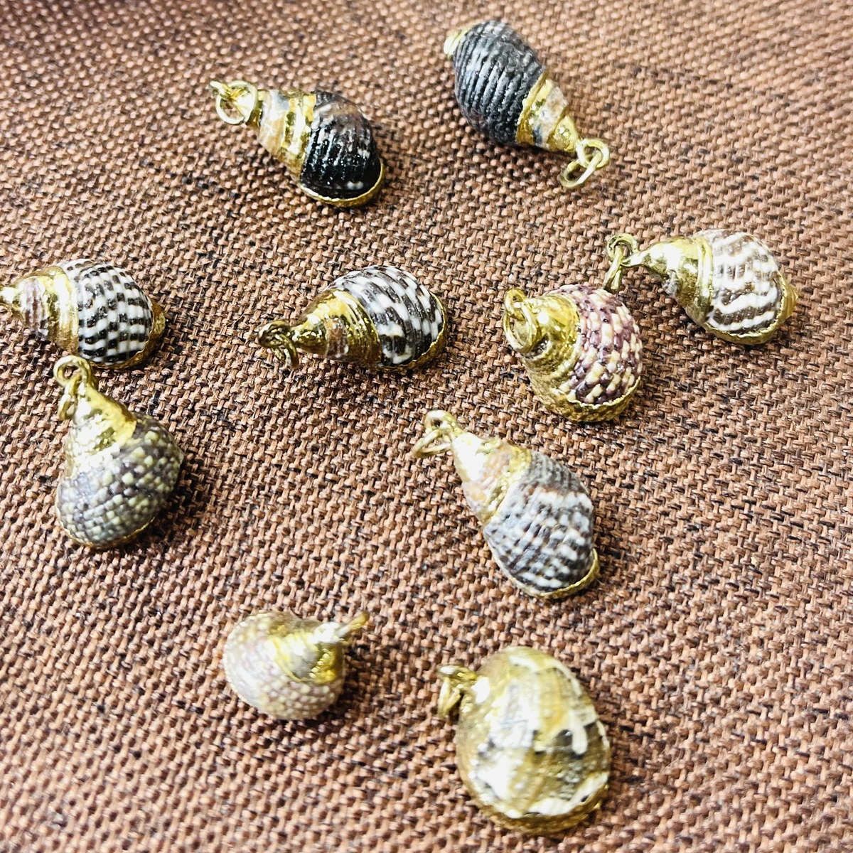 Bestseller 10pcs/set Natural Conch Pendant Gold Plated Wrap, Boho Beach Jewelry for Women, Daily Accessory keychain view 6