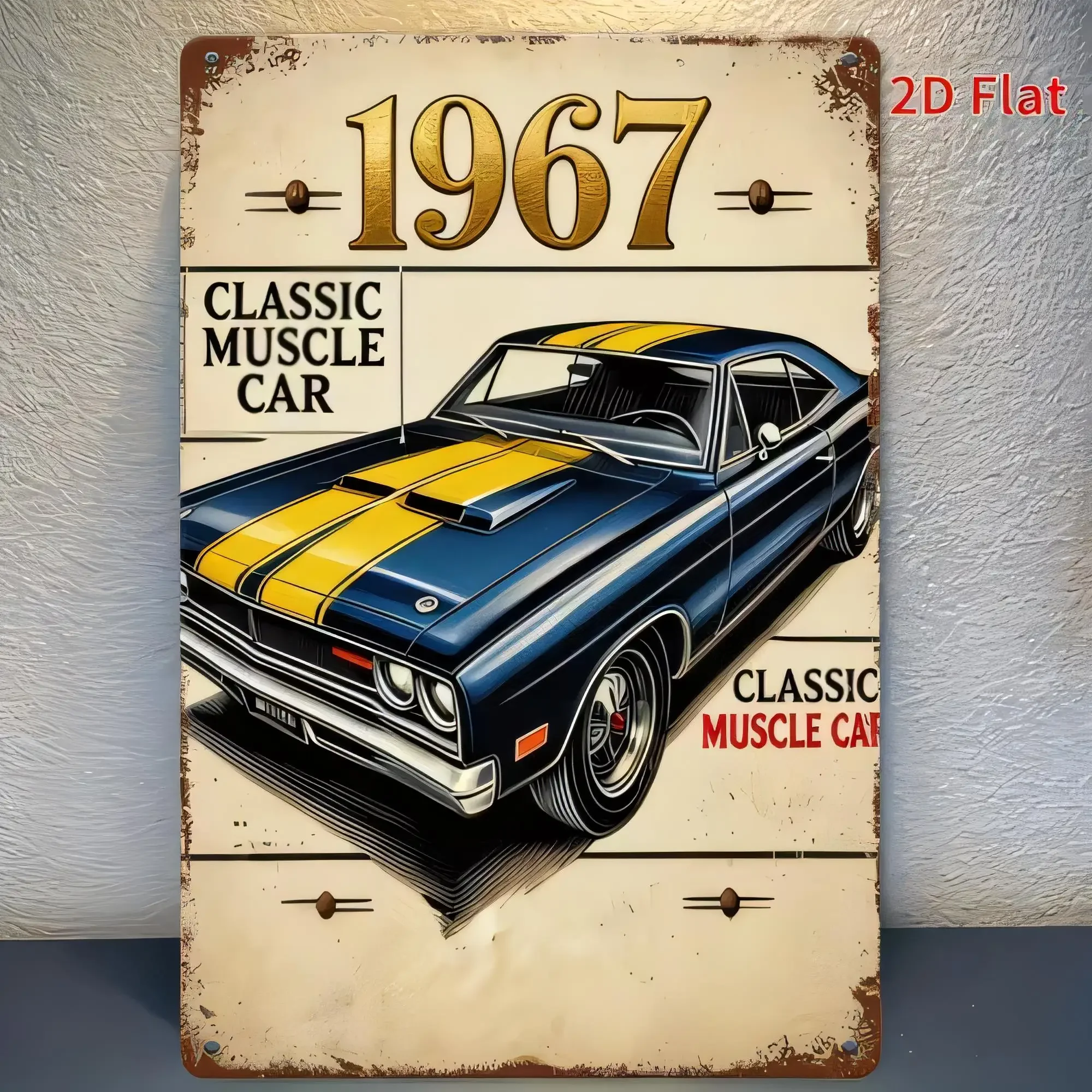 Tin Sign Classic Muscle Car 1967 Vintage Metal Poster  Retro Garage Wall Decor Rusty Distressed Art Plaque for Man Cave Bar Home