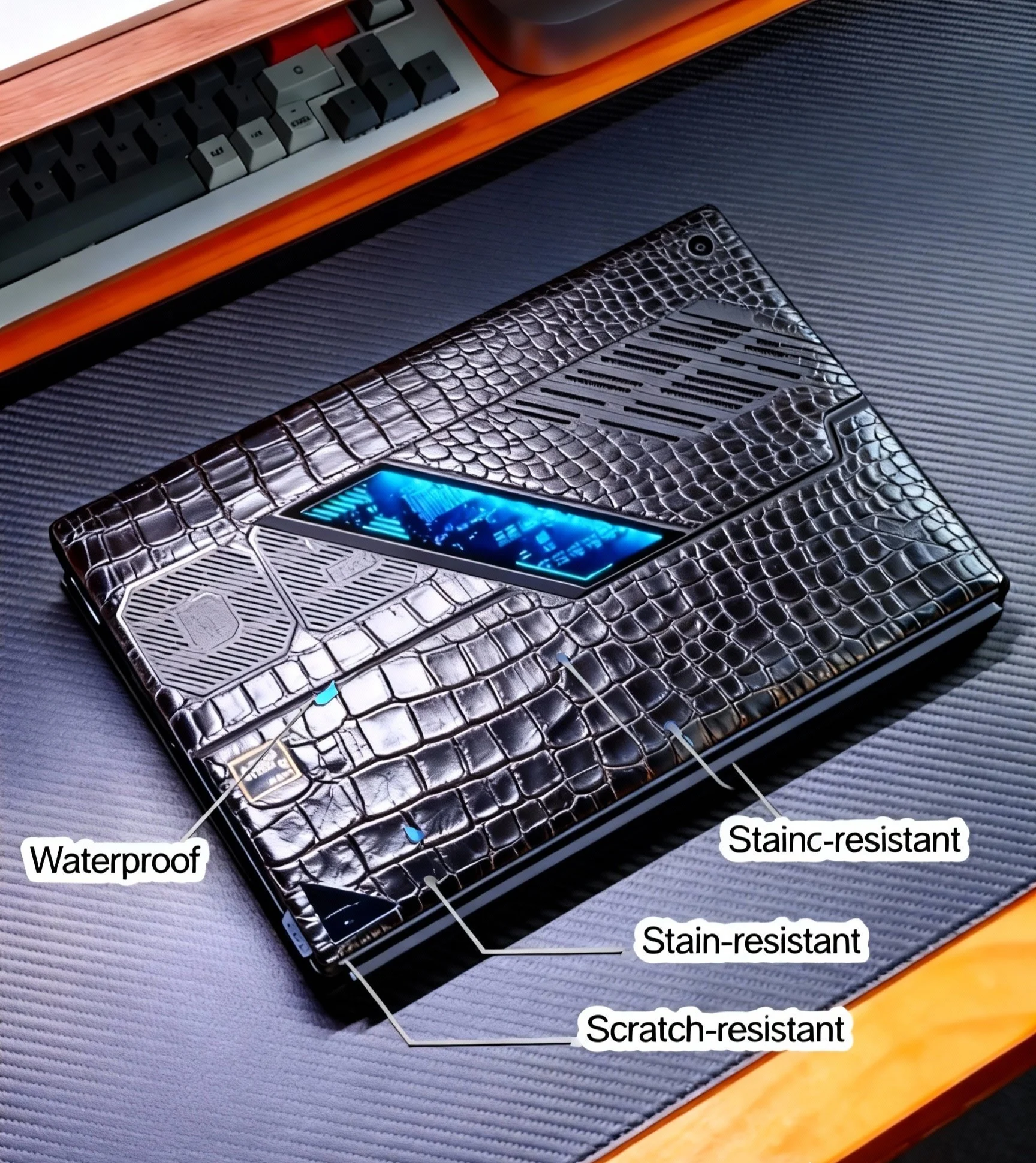 Etiqueta engomada del ordenador portátil del vinilo del cocodrilo negro para ASUS ROG Flow Z13 (2025) GZ302 GZ302EA