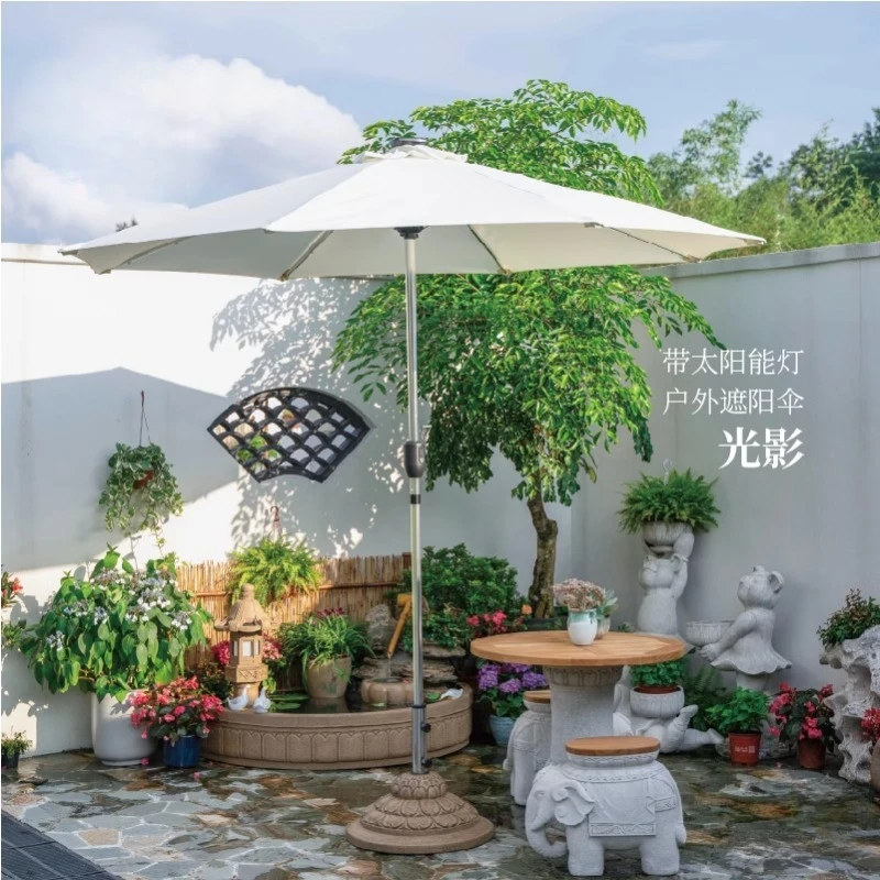 Chinese-style courtyard garden arrangement, solar light outdoor parasol, villa courtyard umbrella, yard sun umbrella